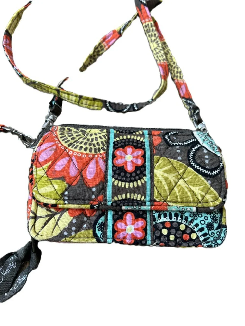 Vera Bradley Flower Shower Print All in One Wristlet Crossbody Wallet